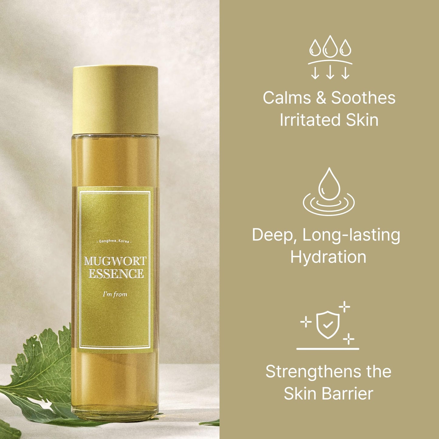 I'm from Mugwort Essence 5.4 Fl Oz | 100% Vegan Mugwort Extract - Soothe Sensitive and Irritated Skin, Redness Relief, Refreshing, Korean Hydrating toner | All Skin Types, PETA approved