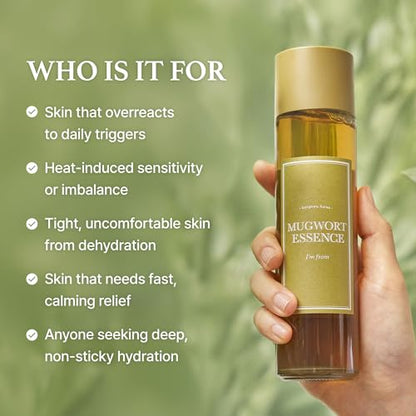I'm from Mugwort Essence 5.4 Fl Oz | 100% Vegan Mugwort Extract - Soothe Sensitive and Irritated Skin, Redness Relief, Refreshing, Korean Hydrating toner | All Skin Types, PETA approved
