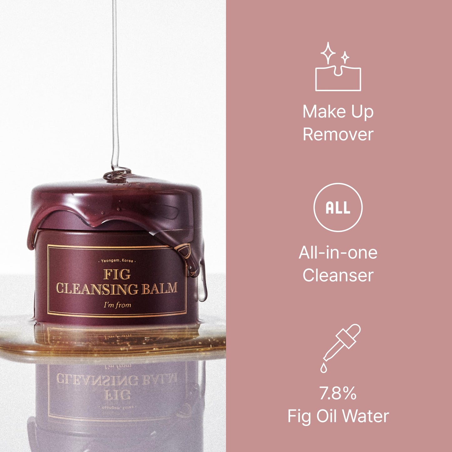 I'm from Fig Cleansing balm 100ml, korean makeup remover, vegan, Easy to rinse off, Fig oil water 7.8% with Peptide and Amino Acid, makeup melting balm to oil